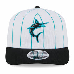 Miami Marlins 2025 Batting Practice 9SEVENTY Stretch-Snap Trucker Hat White/Black | New Era