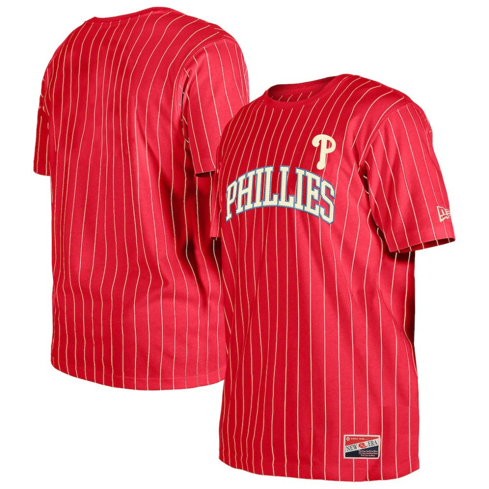 Philadelphia Phillies Throwback Pinstripe T-Shirt Red | New Era