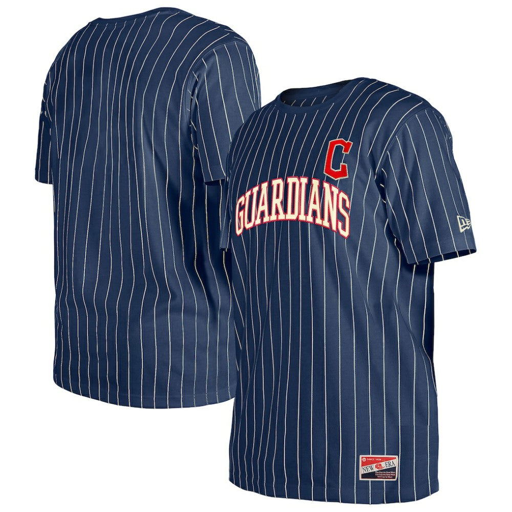 Cleveland Guardians Throwback Pinstripe T-Shirt Navy | New Era