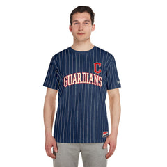 Cleveland Guardians Throwback Pinstripe T-Shirt Navy | New Era