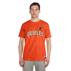 Baltimore Orioles Throwback Pinstripe T-Shirt Orange | New Era