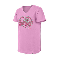 Detroit Red Wings New Era Girl's Youth Flip Sequin V-Neck T-Shirt Pink