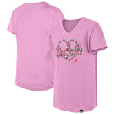 Columbus Blue Jackets New Era Girl's Youth Flip Sequin V-Neck T-Shirt Pink