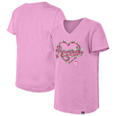 Pittsburgh Penguins New Era Girl's Youth Flip Sequin V-Neck T-Shirt Pink