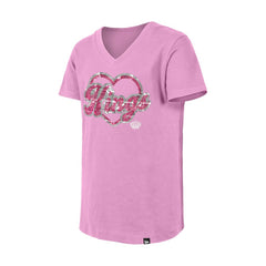Los Angeles Kings New Era Girl's Youth Flip Sequin V-Neck T-Shirt Pink