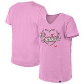 Washington Capitals New Era Girl's Youth Flip Sequin V-Neck T-Shirt Pink