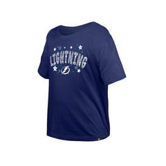 Tampa Bay Lightning New Era Girl's Youth Flip Sequin T-Shirt Blue