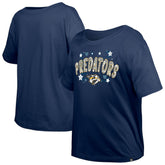Nashville Predators New Era Girl's Youth Flip Sequin T-Shirt Navy