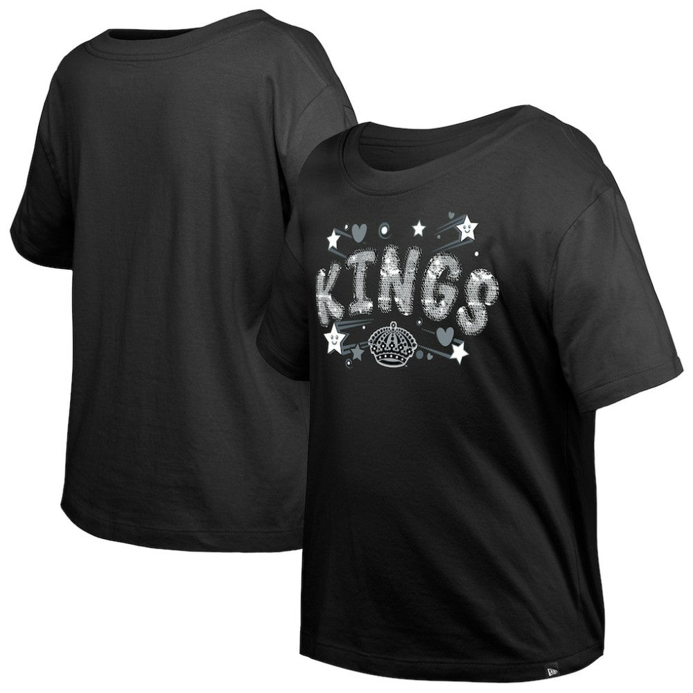 Los Angeles Kings New Era Girl's Youth Flip Sequin T-Shirt Black