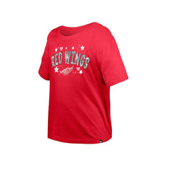 Detroit Red Wings New Era Girl's Youth Flip Sequin T-Shirt Red