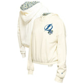 Tampa Bay Lightning New Era Women's Glam Game Quarter-Zip Cropped Floral Hoodie Pullover Cream
