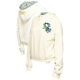 Pittsburgh Penguins New Era Women's Glam Game Quarter-Zip Cropped Floral Hoodie Pullover Cream