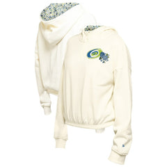 Carolina Hurricanes New Era Women's Glam Game Quarter-Zip Cropped Floral Hoodie Pullover Cream