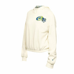 Carolina Hurricanes New Era Women's Glam Game Quarter-Zip Cropped Floral Hoodie Pullover Cream