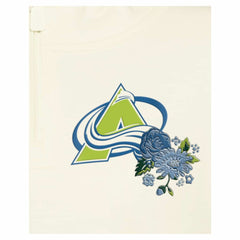 Colorado Avalanche New Era Women's Glam Game Quarter-Zip Cropped Floral Hoodie Pullover Cream