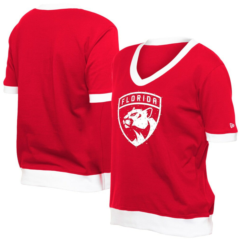 Florida Panthers New Era Women's Game Day Rhinestuds T-Shirt Red