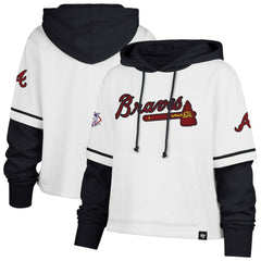 Atlanta Braves Women's Trifecta Shortstop Cropped Pullover Hoodie White | 47 brand