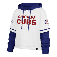 Chicago Cubs Women's Trifecta Shortstop Cropped Pullover Hoodie White | 47 brand