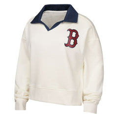 Boston Red Sox Girls Youth Ballpark Hit Collared V-Neck Pullover Sweatshirt White
