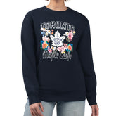 Toronto Maple Leafs G-III 4Her by Carl Banks Women's Flower Logo Pullover Sweatshirt Navy