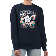 Toronto Maple Leafs G-III 4Her by Carl Banks Women's Flower Logo Pullover Sweatshirt Navy