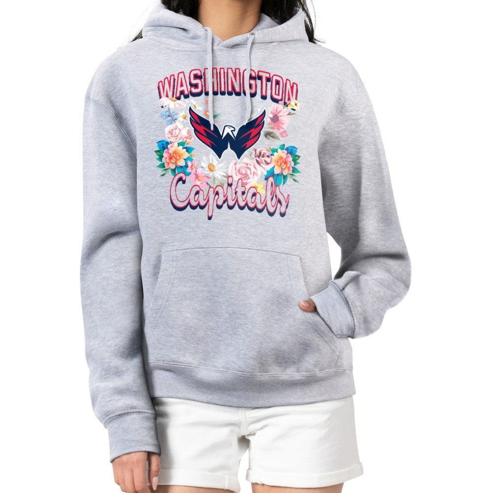 Washington Capitals G-III 4Her by Carl Banks Women's Flower Logo Pullover Hoodie Heather Gray