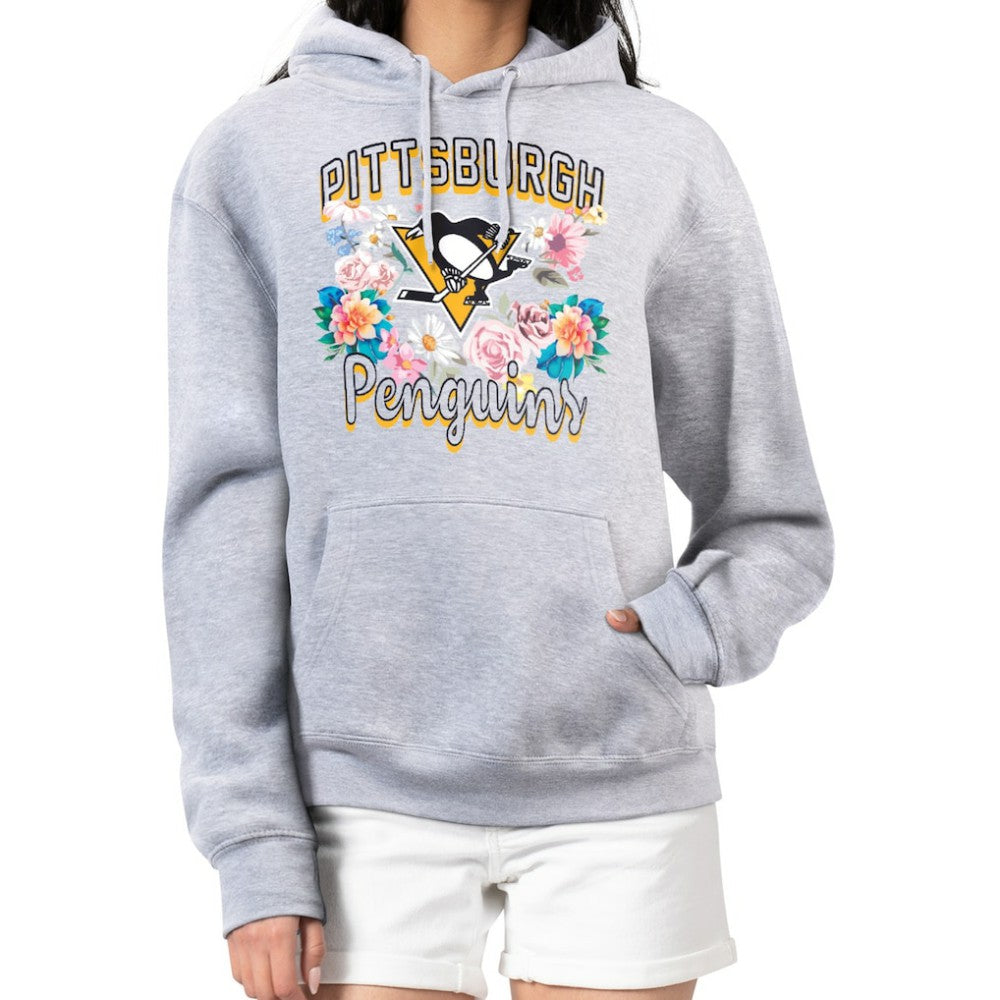Pittsburgh Penguins G-III 4Her by Carl Banks Women's Flower Logo Pullover Hoodie Heather Gray