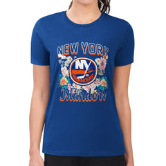 New York Islanders G-III 4Her by Carl Banks Women's Super-Slim Fit Lightweight Flower Logo T-Shirt Royal