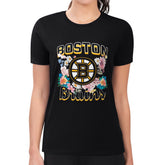Boston Bruins G-III 4Her by Carl Banks Women's Super-Slim Fit Lightweight Flower Logo T-Shirt Black