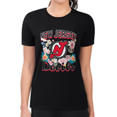 New Jersey Devils G-III 4Her by Carl Banks Women's Super-Slim Fit Lightweight Flower Logo T-Shirt Black
