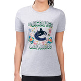 Vancouver Canucks G-III 4Her by Carl Banks Women's Super-Slim Fit Lightweight Flower Logo T-Shirt Heather Gray