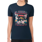 Florida Panthers G-III 4Her by Carl Banks Women's Super-Slim Fit Lightweight Flower Logo T-Shirt Navy