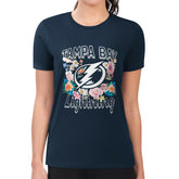 Tampa Bay Lightning G-III 4Her by Carl Banks Women's Super-Slim Fit Lightweight Flower Logo T-Shirt Navy