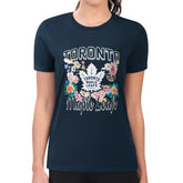 Toronto Maple Leafs G-III 4Her by Carl Banks Women's Super-Slim Fit Lightweight Flower Logo T-Shirt Navy