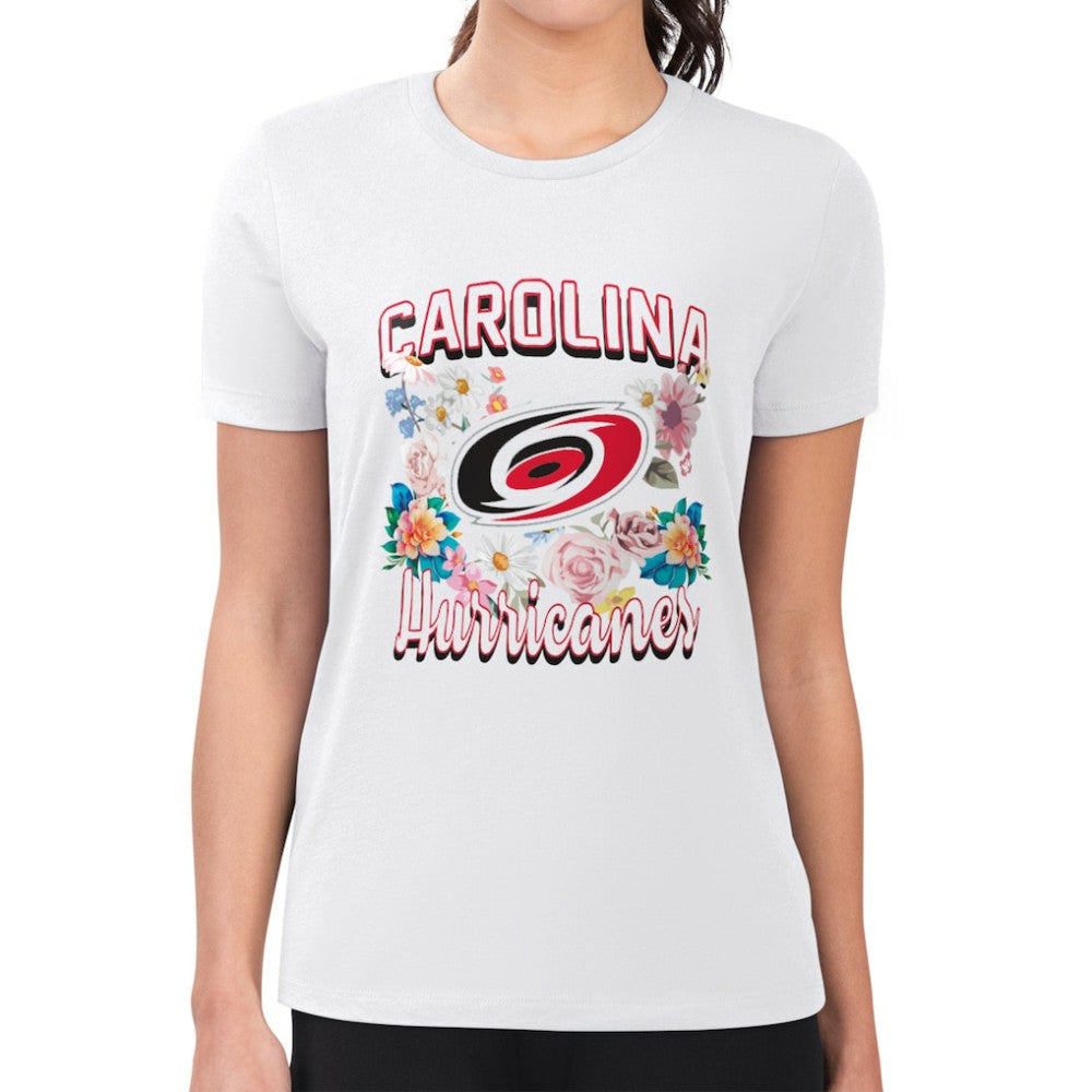 Carolina Hurricanes G-III 4Her by Carl Banks Women's Super-Slim Fit Lightweight Flower Logo T-Shirt White