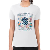 Seattle Kraken G-III 4Her by Carl Banks Women's Super-Slim Fit Lightweight Flower Logo T-Shirt White