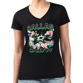 Dallas Stars G-III 4Her by Carl Banks Women's Super-Slim Fit Lightweight Flower Logo V-Neck T-Shirt Black