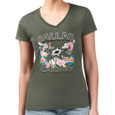 Dallas Stars G-III 4Her by Carl Banks Women's Super-Slim Fit Lightweight Flower Logo V-Neck T-Shirt Green