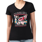 Carolina Hurricanes G-III 4Her by Carl Banks Women's Super-Slim Fit Lightweight Flower Logo V-Neck T-Shirt Black