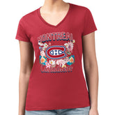 Montreal Canadiens G-III 4Her by Carl Banks Women's Super-Slim Fit Lightweight Flower Logo V-Neck T-Shirt Red
