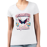 Washington Capitals G-III 4Her by Carl Banks Women's Super-Slim Fit Lightweight Flower Logo V-Neck T-Shirt White
