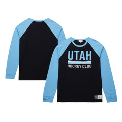 Utah Hockey Club Mitchell & Ness Legendary Slub Long Sleeve Raglan T-Shirt Black/Light Blue