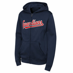 Cleveland Guardians Youth Wordmark Fleece Full-Zip Hoodie Navy