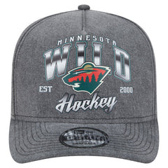 Minnesota Wild New Era Throwback Washed A-Frame Pre-Curved 9FIFTY Snapback Hat Charcoal