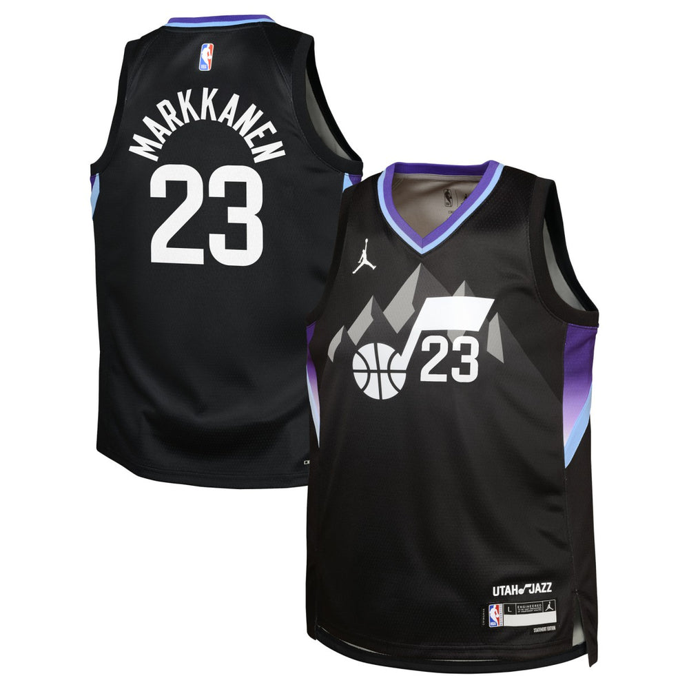 Lauri Markkanen Utah Jazz Jordan Brand Youth Swingman Jersey - Statement Edition - Black for sale