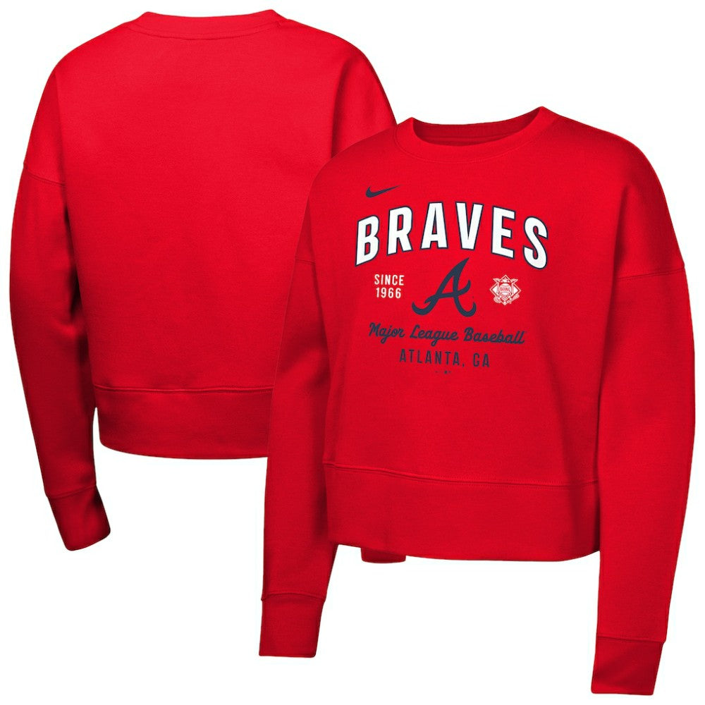 Atlanta Braves Girls Youth Fleece Sweatshirt Red | Nike