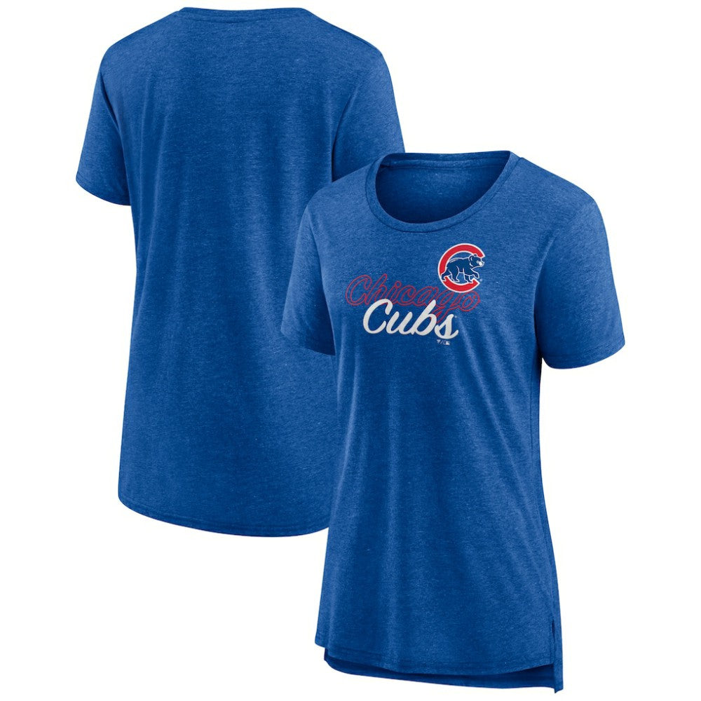 Chicago Cubs Women's Practice Time Tri-Blend T-Shirt Royal