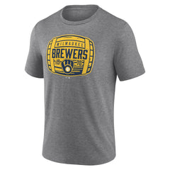 Milwaukee Brewers Barrel Tri-Blend T-Shirt Heather Gray