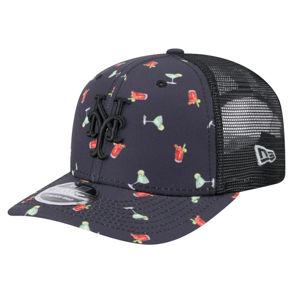 New York Mets Adventure Drinks Pattern 9SEVENTY Stretch-Snap Hat Black | New Era