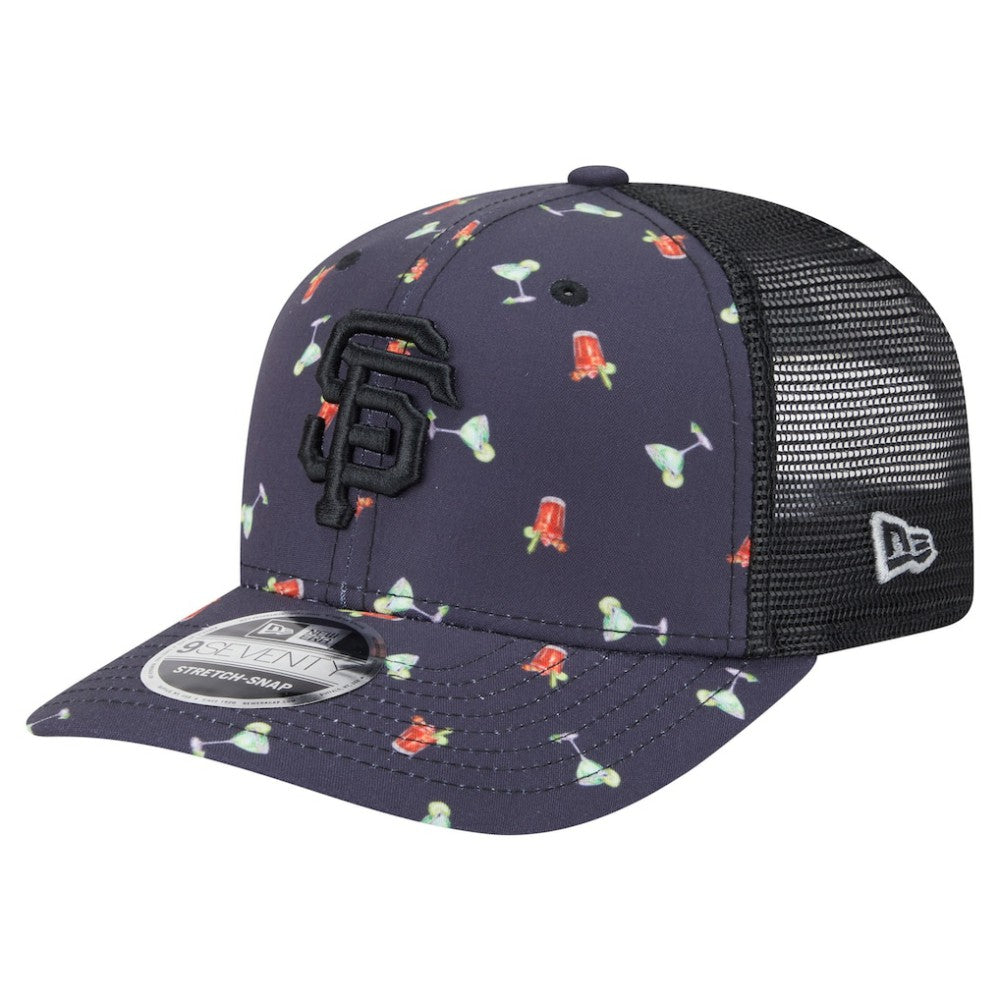 San Francisco Giants Adventure Drinks Pattern 9SEVENTY Stretch-Snap Hat Black | New Era